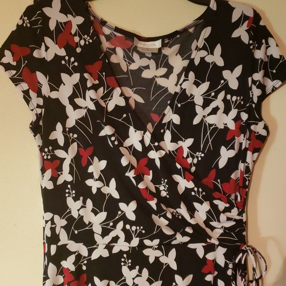 Faux wrap floral midi dress size 12